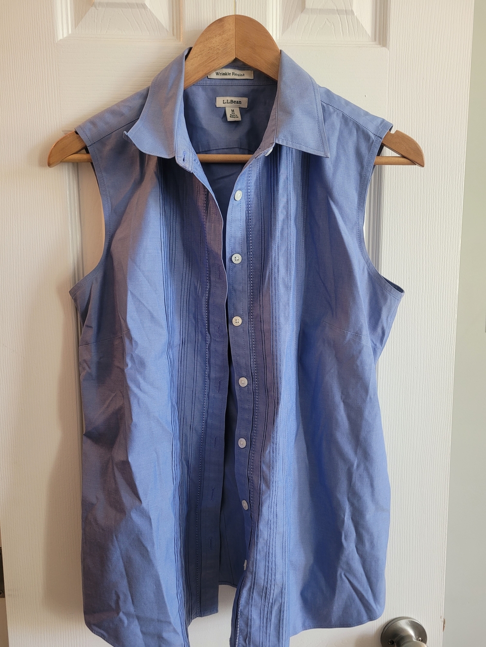 L.L. Bean Sleeveless Button-Up Shirt in Light Blue